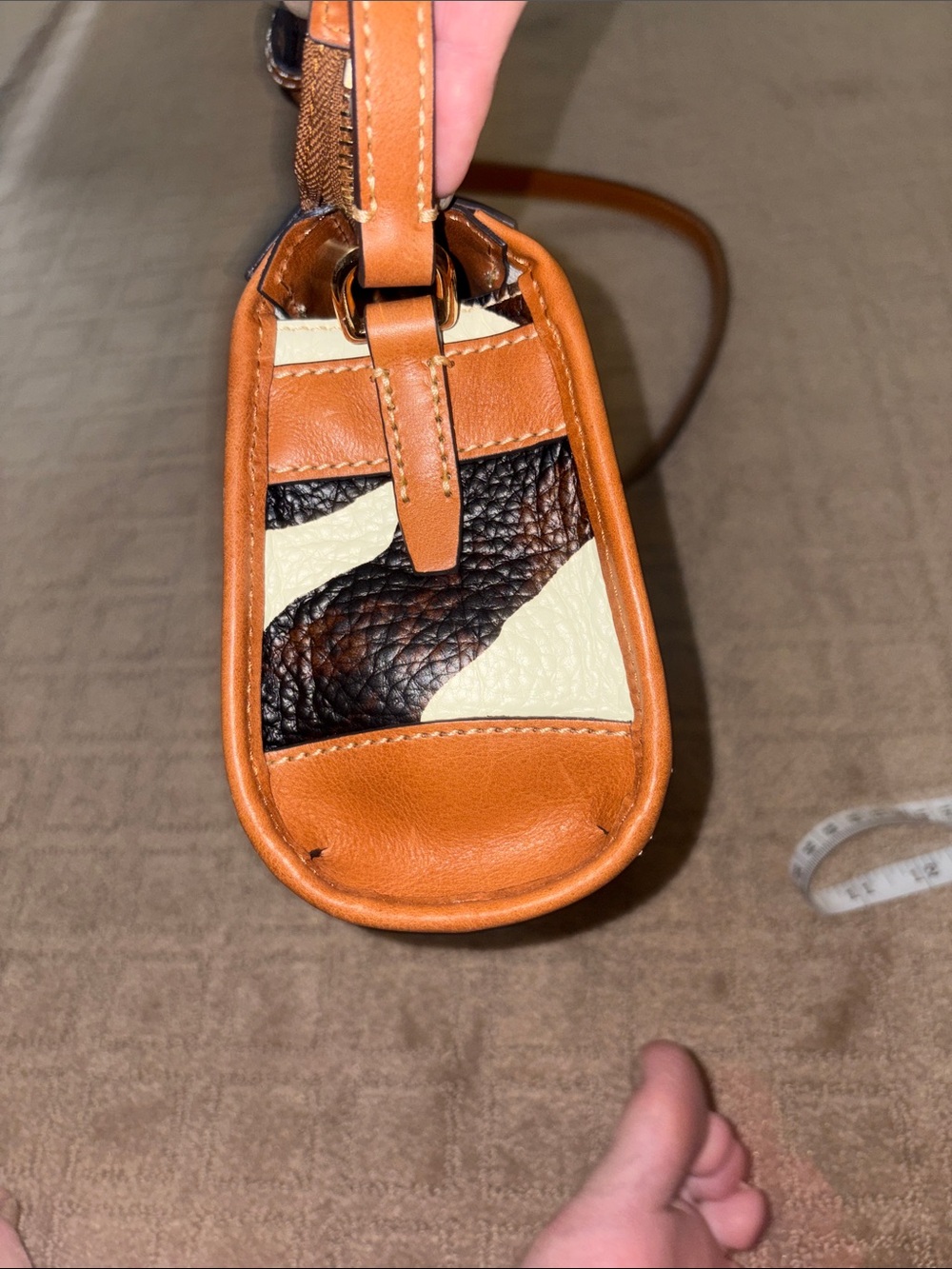 Dooney & Bourke Zebra Leather Zip Crossbody - Picture 7 of 12